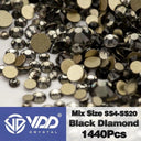 Crystal Gold Mix Size Flatback Rhinestones for DIY Nail Art  ourlum.com Black DIamond Mix Size(1440Pcs) 