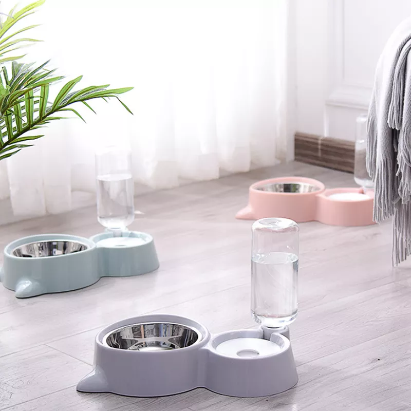 2-in-1 Cat Bowl Water Dispenser: Automatic Pet Food Container & Waterer  ourlum.com   