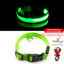 LED Dog Collar: High-Quality Fiber, Three Flash Modes, Visible Nylon  ourlum.com Green Button Battery XS  NECK 28-38 CM 