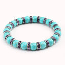 Blue Beaded Bracelet Charm Natural Stone Crystal Septa Stretch