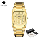 Square Luxury Men's Watch with Automatic Date Display Stainless Steel Gold Quartz Wristwatch  ourlum.com 37-2 gold United State 