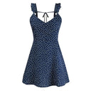 Sultry Dot Print V-Neck Dress Elegant Backless Style Chic