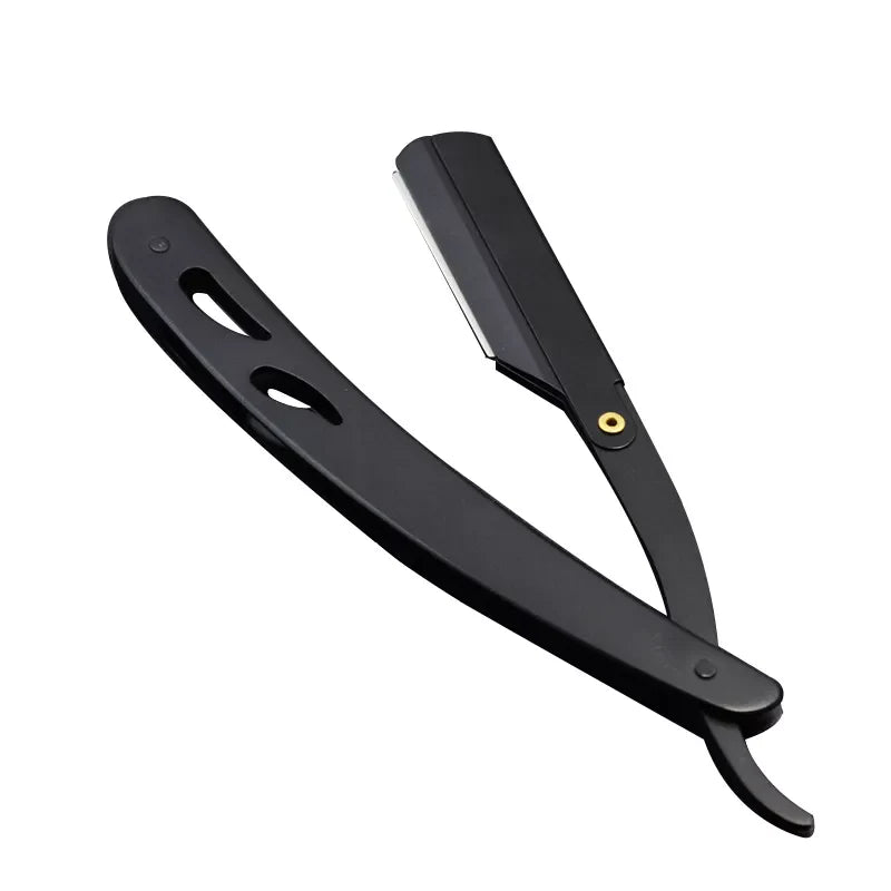 Antique Black Folding Shaving Knife Set with Stainless Steel Straight Razor Holder  ourlum.com   