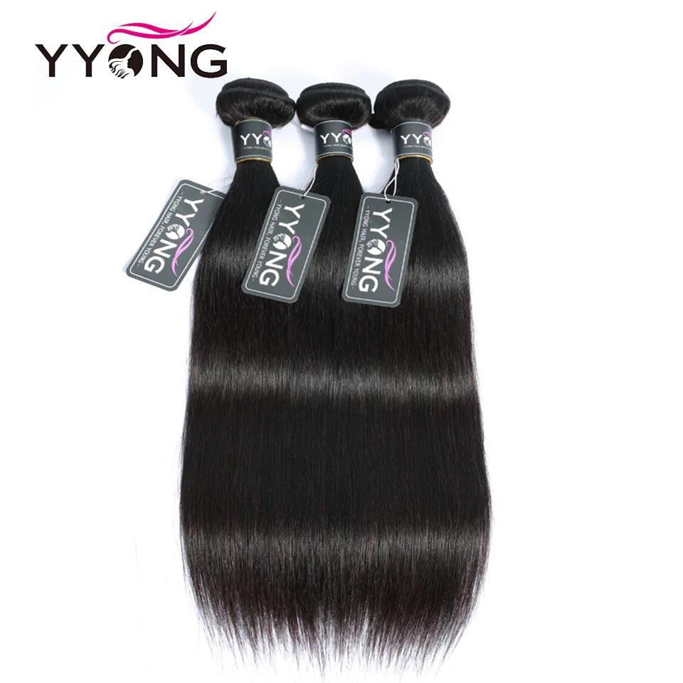 Luxurious Yyong Brazilian Remy Hair Weave Extensions - Elegant Black 3/4 Pcs 8-26 Inches  ourlum.com   