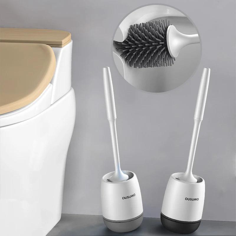 TPR Silicone Wall-Mounted Toilet Cleaning Brush with Extended Handle - Efficient Bathroom Cleaning Solution  ourlum.com   