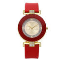 Elegant Black Women's Rhinestone Quartz Watch with Silicone Strap  ourlum.com Red  