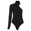 Elegant One-Shoulder Turtleneck Knitted Bodysuit for Fashion-Forward Women  ourlum.com black L 