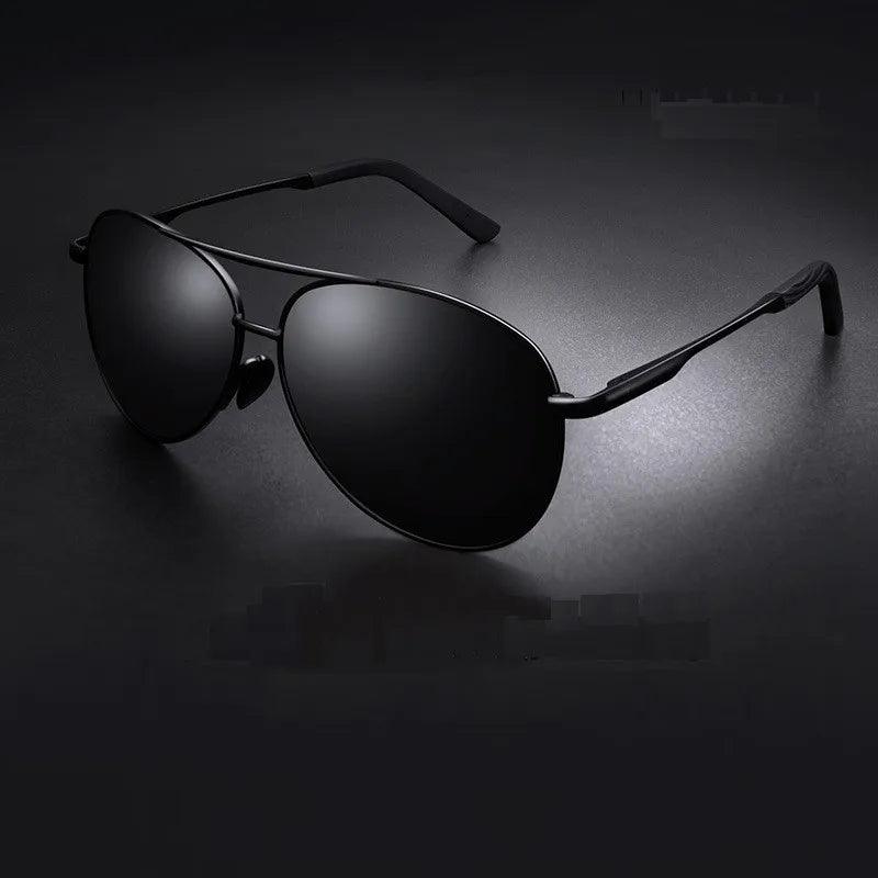 Men's Polarized Color Changing Pilot Sunglasses - Aviation Metal Frame for Day and Night Driving