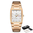 Square Luxury Men's Watch with Automatic Date Display Stainless Steel Gold Quartz Wristwatch  ourlum.com rose white box United State 