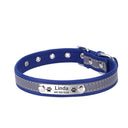 Reflective Leather Personalized Dog Collar with Custom Engraved ID Tag  ourlum.com blue XS Neck 20-26 cm United State