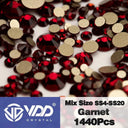 Crystal Gold Mix Size Flatback Rhinestones for DIY Nail Art  ourlum.com Garnet Mix Size(1440Pcs) 