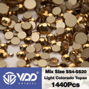 Crystal Gold Mix Size Flatback Rhinestones for DIY Nail Art  ourlum.com L.C.Topaz Mix Size(1440Pcs) 