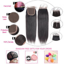 Brazilian Bone Straight Hair Bundle Set with Closure 30 Inch