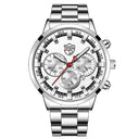 Sophisticated Stainless Steel Calendar Quartz Watch with Luminous Hands