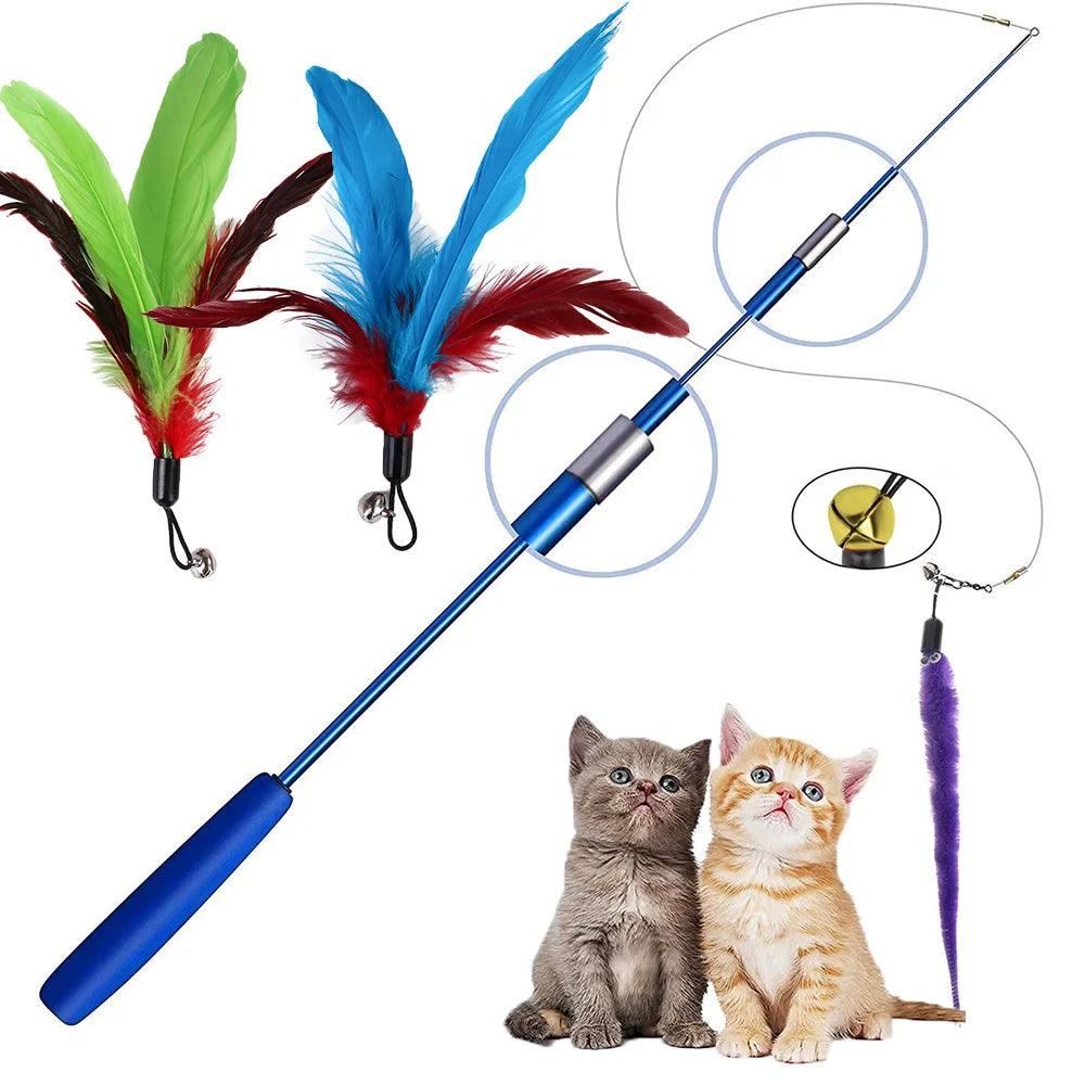 Feather Teaser Stick Wand - Interactive Cat Exercise Toy  ourlum.com   