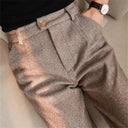 Elevate Your Winter Style with High Waisted Woolen Pencil Pants  ourlum.com Khaki XXL 