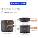 Widesea Outdoor Camping Cookware Set 1.3L 2.3L Heat Cooker