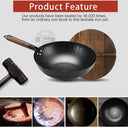 32cm Konco Non-Coated Cast Iron Wok Pan for Gas & Induction Cookers - Eco-Friendly Chinese Cookware