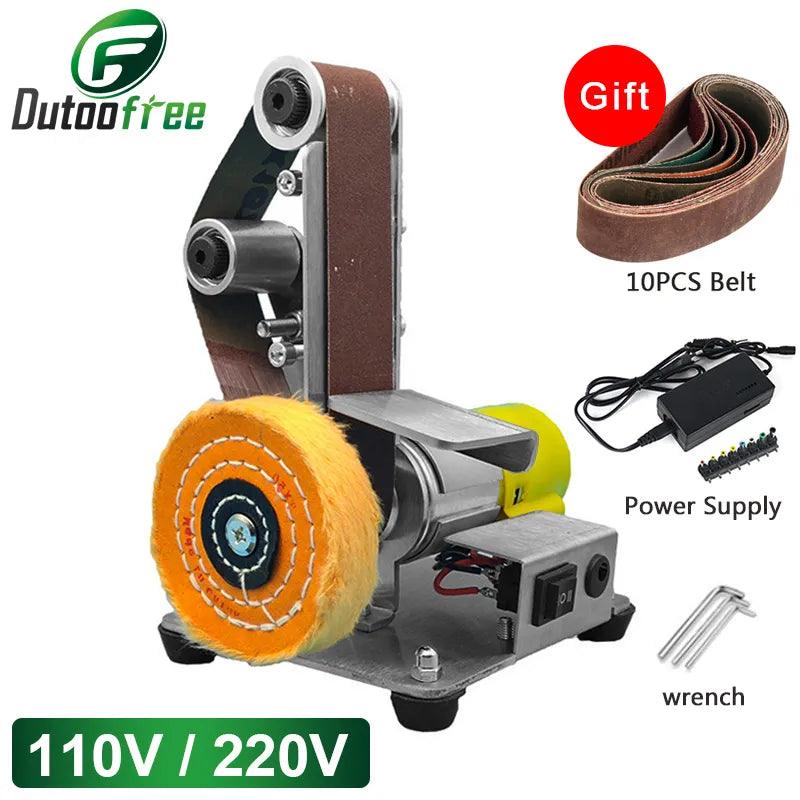 Multifunctional Desktop Vertical Mini Electric Abrasive Belt Sandpaper Polishing Machine DIY Angle Grinder Sharpening Machine  ourlum.com   