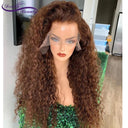 Luxurious Brown Curly Lace Front Wigs Brazilian Remy Hair