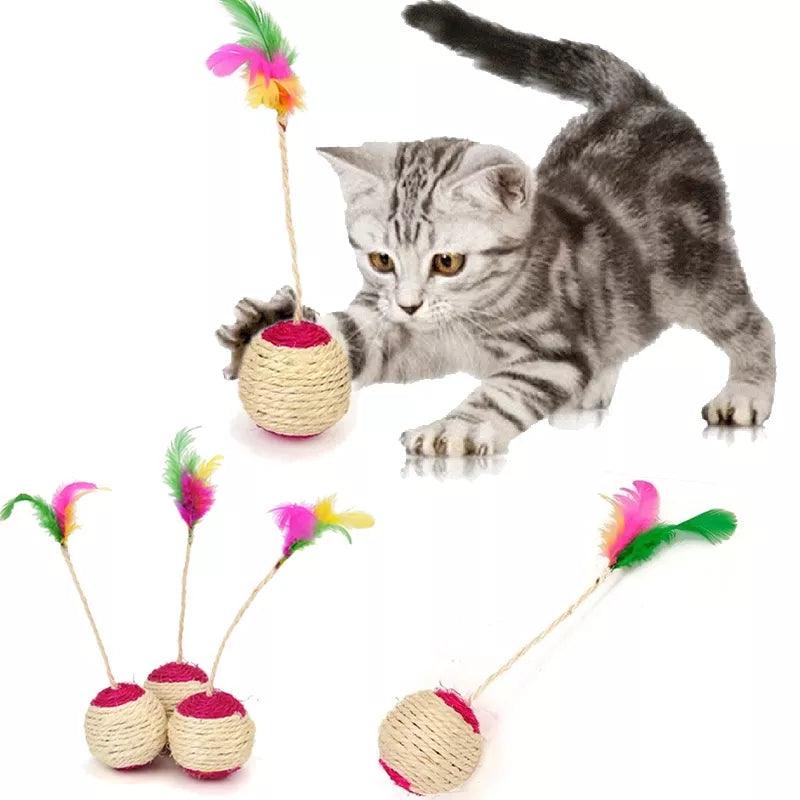 Sisal Rope Cat Scratching Ball Toy for Interactive Kitten Play  ourlum.com   