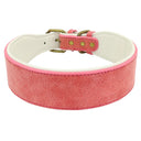 Personalized Leather Dog Collar: Free Print Name - Wide Padded Pet ID for Medium Large Dogs  ourlum.com Blank pink XL 