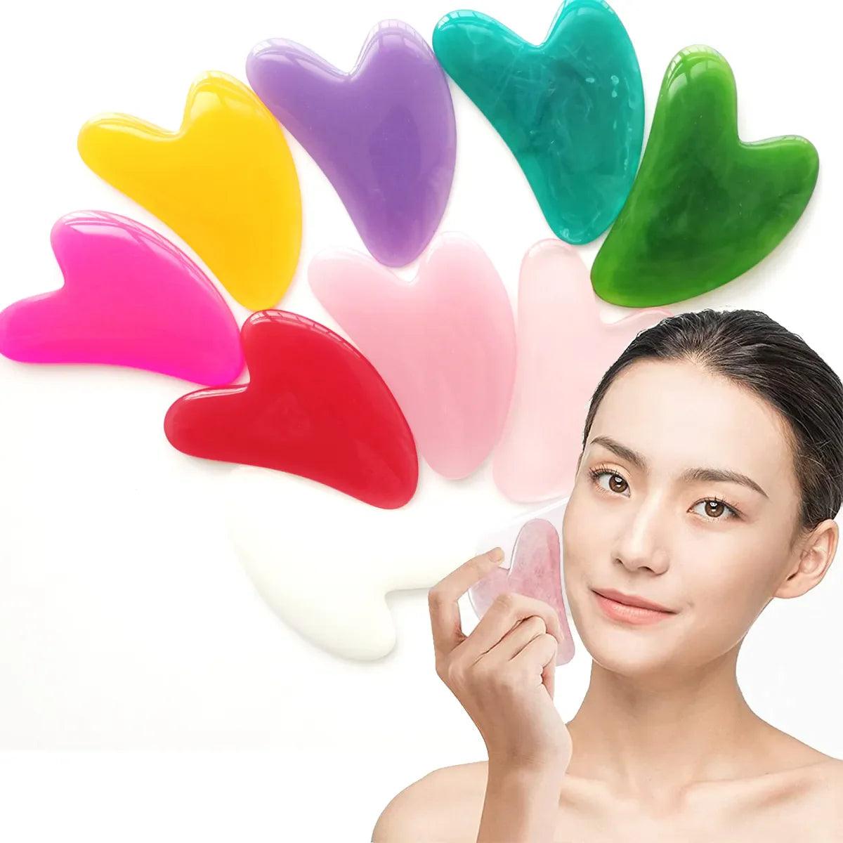 Heart Resin Gua Sha Massage Board Acupoint Beeswax Guasha Acupuncture SPA Massager Scrapers Tools For Face Neck Back Body Care  ourlum.com   