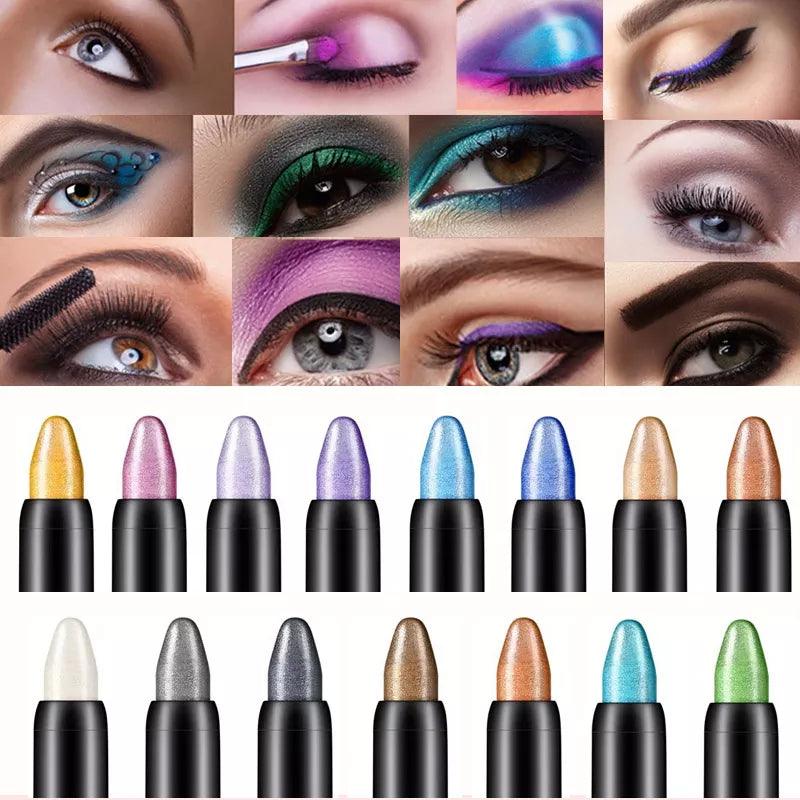 15 Color Highlighter Eyeshadow Pencil Waterproof Glitter Matte Nude Eye Shadow Makeup Pigment Cosmetics White Eyeliner Pen  ourlum.com   