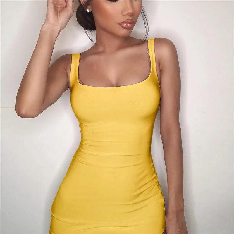 Summer Chic Backless Bodycon Party Dress: Trendy Club Outfit  ourlum.com yellow XL 