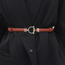 Chic Adjustable Gold Buckle Thin Waist Belt for Women - Faux Leather Skinny Fashion Accessory  ourlum.com camel style 3 adjustable 