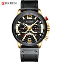 CURREN Men's Military Leather Chronograph Watch: Stylish & Functional Timepiece  ourlum.com gold black watch United State 