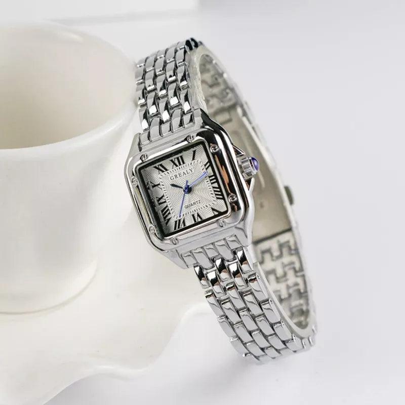 Elegant Silver Square Women's Quartz Wristwatch - GREALY Fashion Timepiece  ourlum.com   