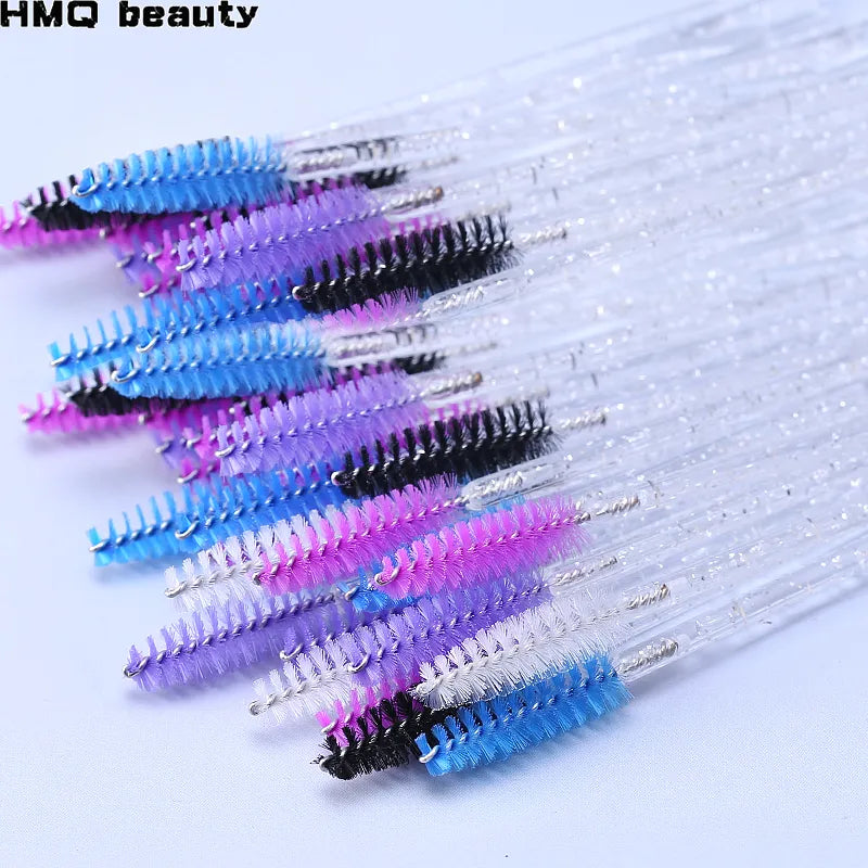 50Pcs Makeup brushes Disposable Crystal Eyebrow brush Diamond Handle Mascara Wand Applicator Eye Lashes Eyelash Extension Tool  ourlum.com   