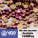 Crystal Gold Mix Size Flatback Rhinestones for DIY Nail Art  ourlum.com Fuchsia Mix Size(1440Pcs) 