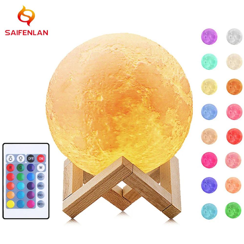 USB Night Lamp 3D Print Moon Lamp Luminaria USB Charging Pat Night Light Led Touch Dimmable 2/16 Color Change Bedside Lamps  ourlum.com   