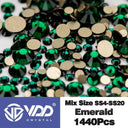 Crystal Gold Mix Size Flatback Rhinestones for DIY Nail Art  ourlum.com Emerald Mix Size(1440Pcs) 