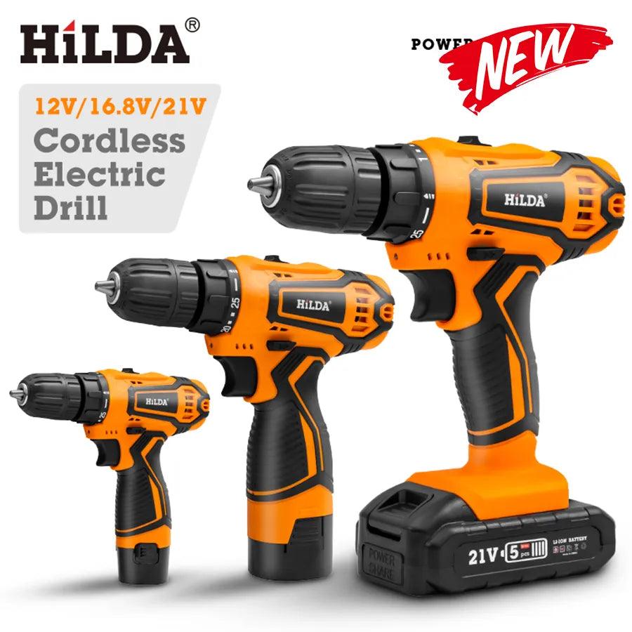 HILDA Electric Drill 12V 16V 20V Cordless Drill Electric Screwdriver Mini Wireless Power Driver DC Lithium-Ion Battery  ourlum.com   