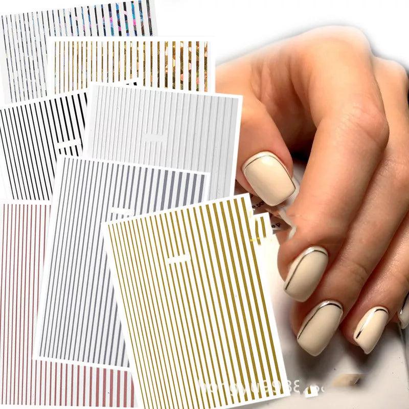 1 Pc Nail Strip Stickers Black/Gold/Rose Gold/Silver Metal Strip Tape Nail Art Adhesive DIY Foil Tips Nail Sticker Decals NK11  ourlum.com   