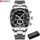 Curren Men's Blue Dial Chronograph Steel Watch: Stylish Waterproof Timepiece.  ourlum.com Silver black box CHINA 