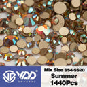 Crystal Gold Mix Size Flatback Rhinestones for DIY Nail Art  ourlum.com Summer Mix Size(1440Pcs) 