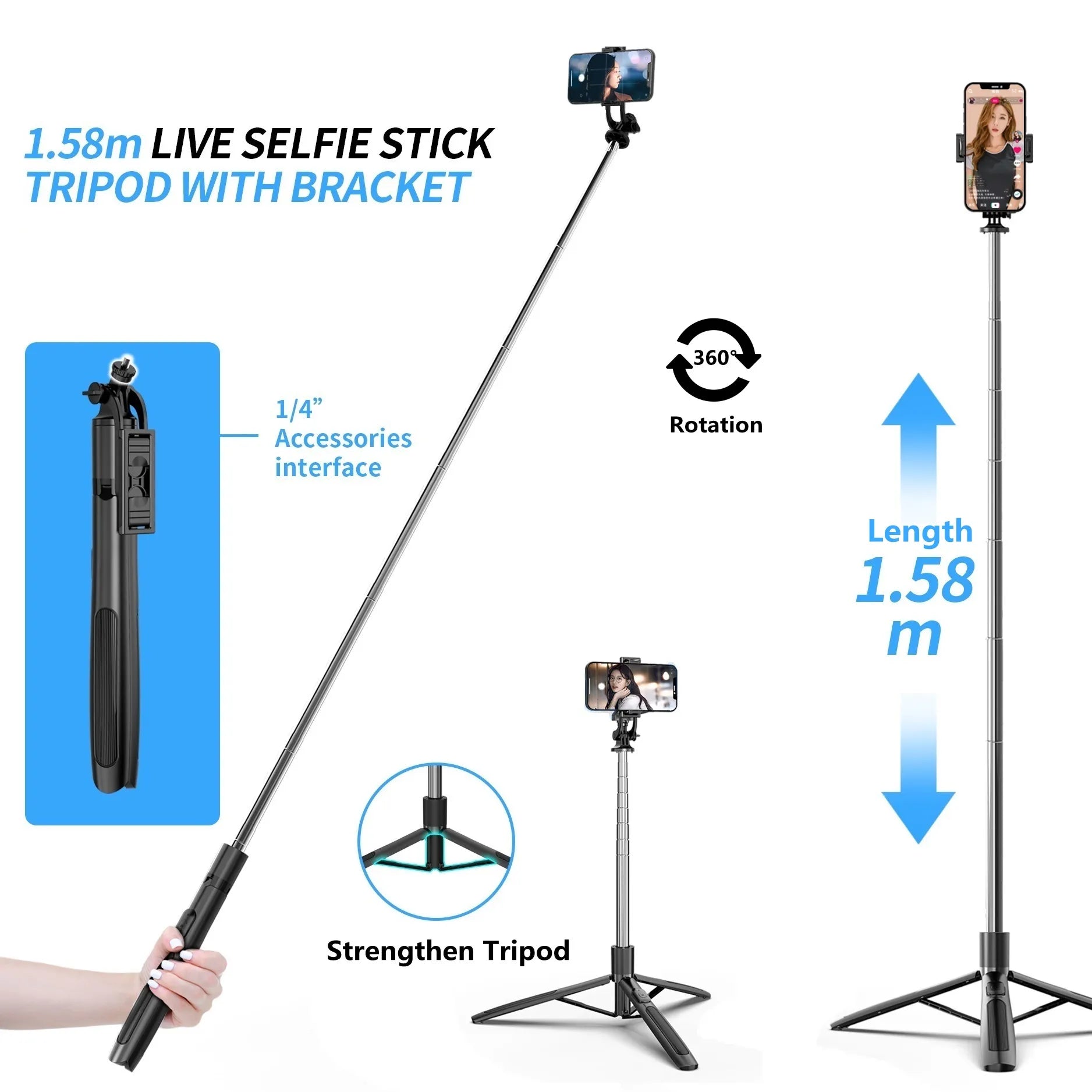 Innovative Wireless Selfie Stick Tripod with Fill Light - Perfect for GoPro and Smartphones  ourlum.com   