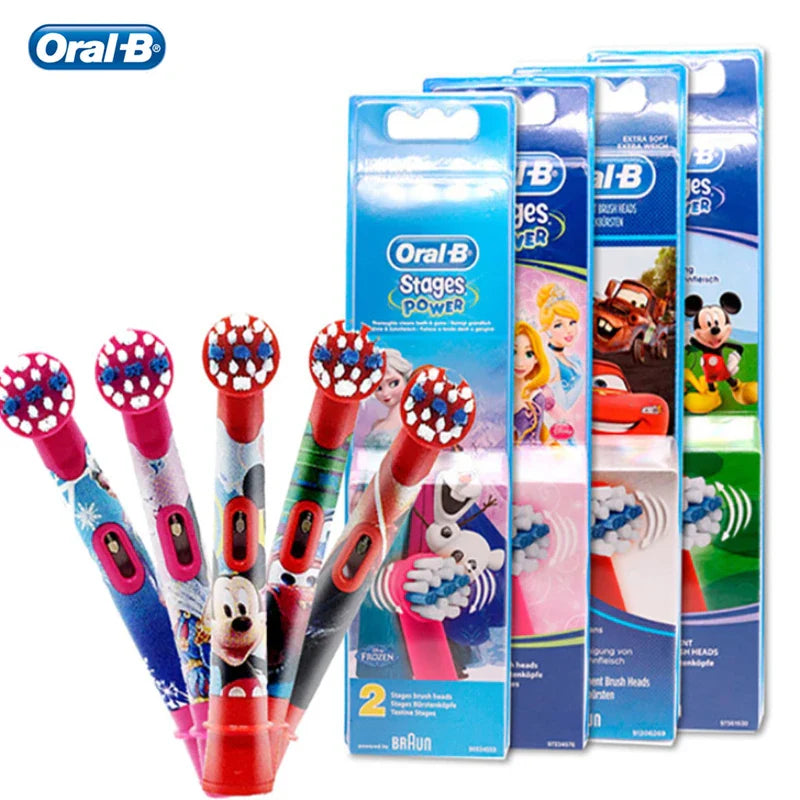 Original Oral B Replacement Brush Heads Cartoon for Oral B Kids Electric Toothbrush Children Soft Bristles Replaceable Nozzles