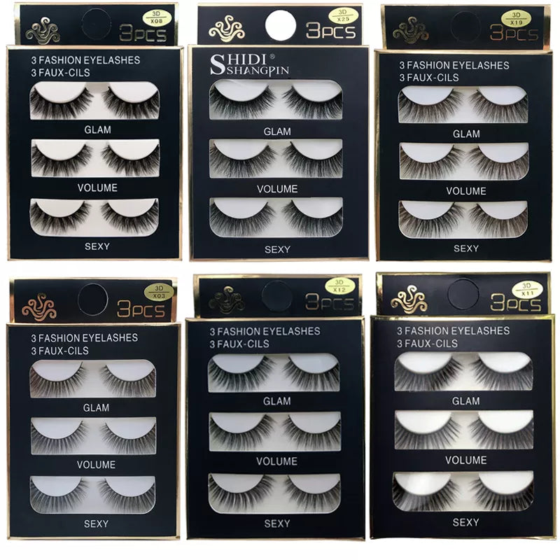 SHIDISHANGPIN 3 pairs 29 styles 3D Faux Mink Hair Soft False Eyelashes Fluffy Wispy Thick Lashes Handmade Lash Eye Makeup Tools  ourlum.com   