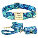 Personalized Custom Nylon Dog Collar Leash Set Engraved Nameplate Stylish All-Season Safety Pet Collar  ourlum.com Blue Sets S 