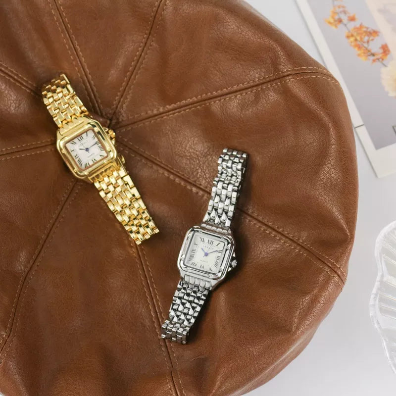 Elegant Silver Square Women's Watch: Chic Quartz Timepiece  ourlum.com   