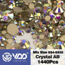 Crystal Gold Mix Size Flatback Rhinestones for DIY Nail Art  ourlum.com Crystal AB Mix Size(1440Pcs) 