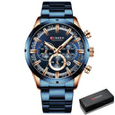 CURREN Men's Luxury Chronograph Sports Watch: Stylish Waterproof Timepiece  ourlum.com Rose Gold Blue Box  