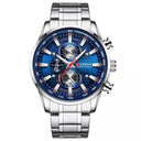 CURREN Men's Luxury Chronograph Quartz Watch with Waterproof Sport Design  ourlum.com Silver Blue  