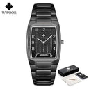 Square Luxury Men's Watch with Automatic Date Display Stainless Steel Gold Quartz Wristwatch  ourlum.com 37-2 black United State 