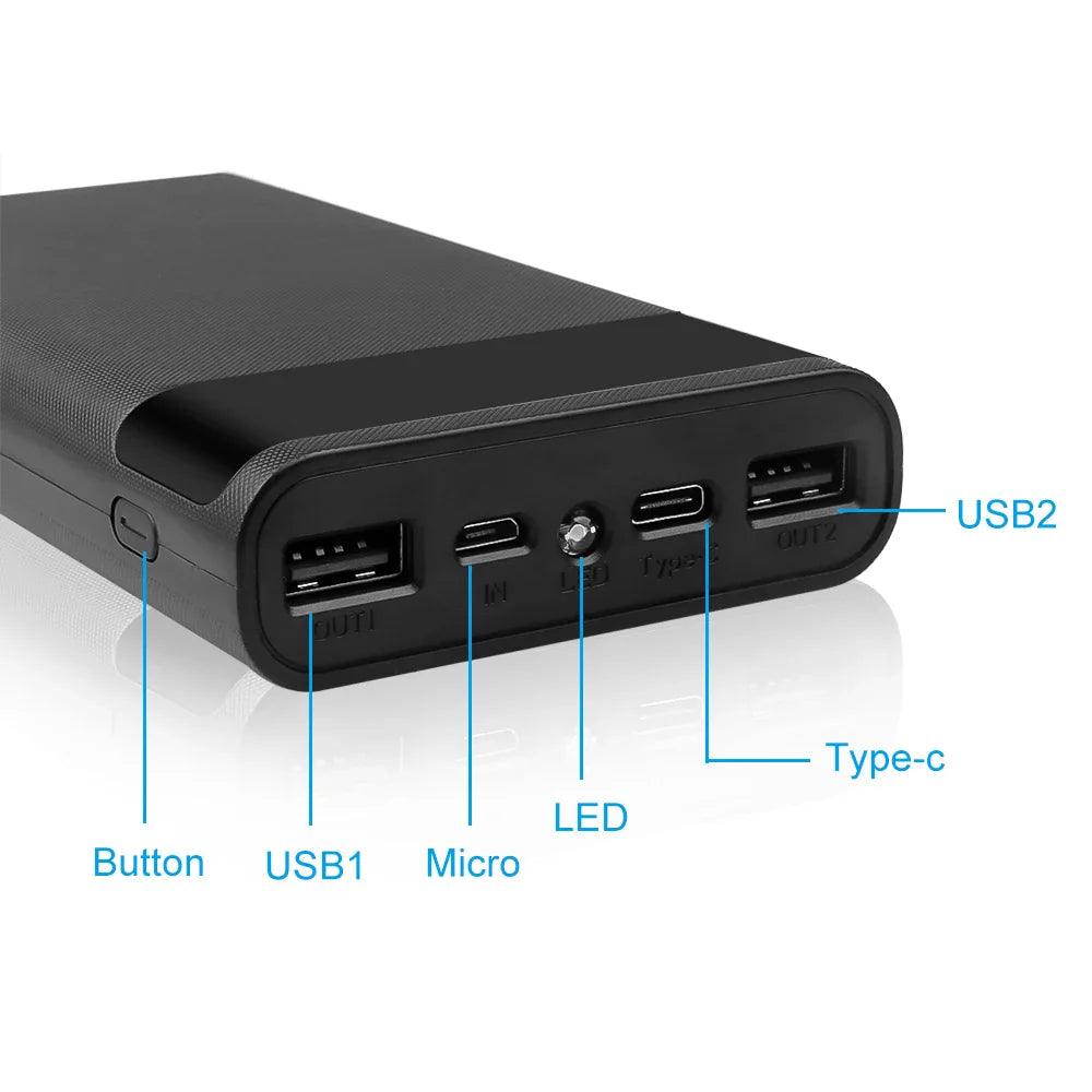 kebidumei Dual USB Micro USB Type C Power Bank Shell 5V DIY 4/6*18650 Case Battery Charge Storage Box Without Battery  ourlum.com   